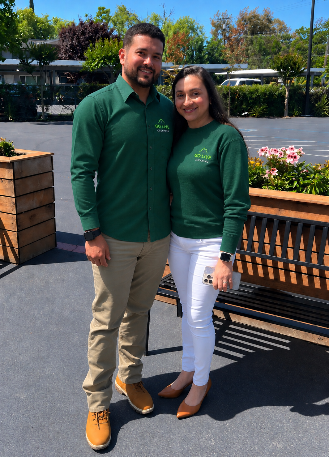 Neto and Edvania, owners of Go Live Cleaning, in a Pleasant Hill home