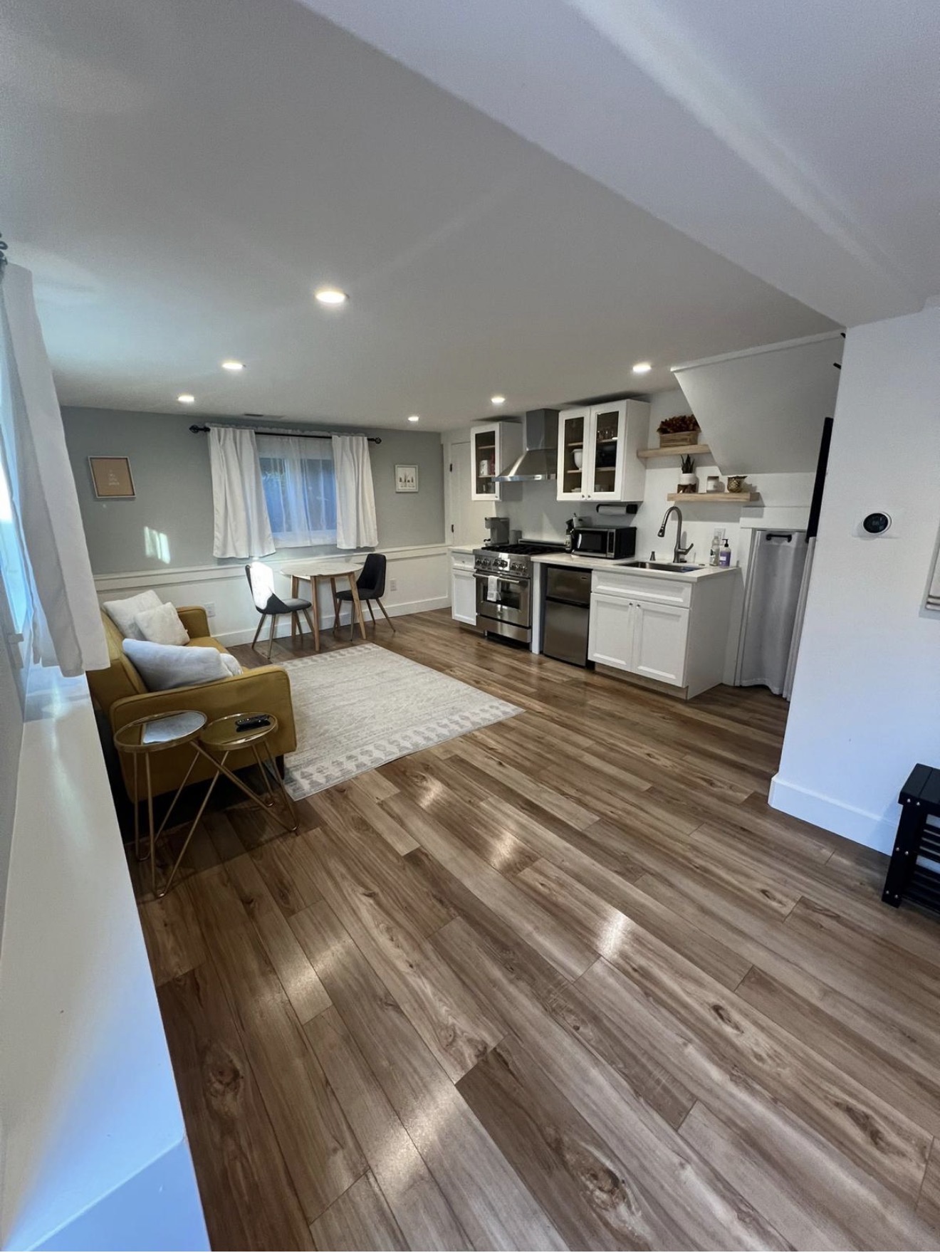 Open-plan living and kitchen ready for the family after a standard clean